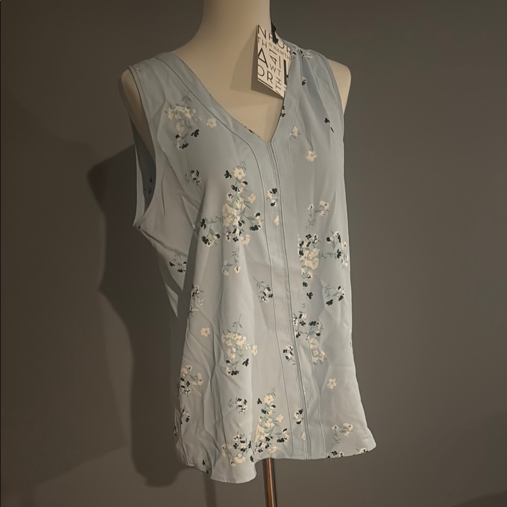 Floral Sleeveless Top - Light Blue